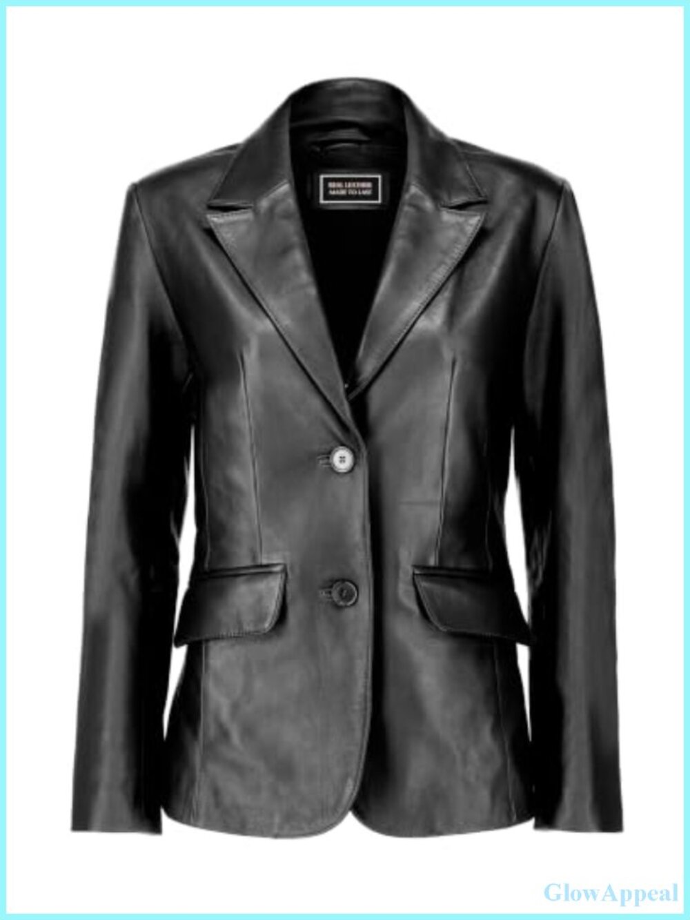 Genuine Lambskin Leather Blazer Classic Notch Lapel 2-Button